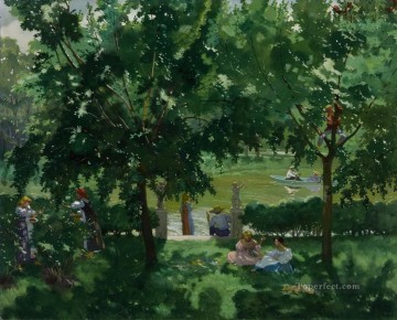Konstantin Somov Painting - River Scene Konstantin Somov